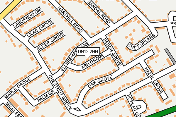 DN12 2HH map - OS OpenMap – Local (Ordnance Survey)