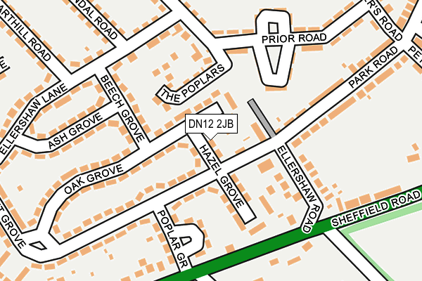 DN12 2JB map - OS OpenMap – Local (Ordnance Survey)