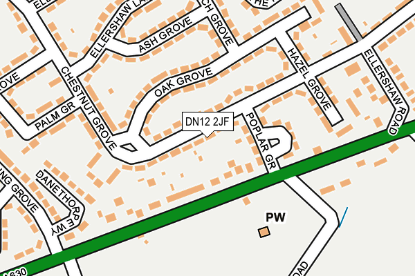 DN12 2JF map - OS OpenMap – Local (Ordnance Survey)