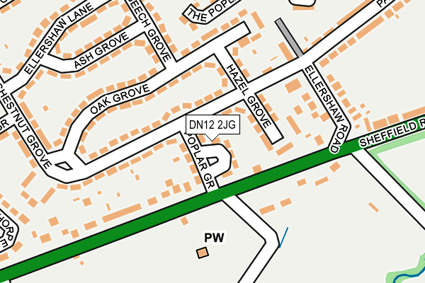 DN12 2JG map - OS OpenMap – Local (Ordnance Survey)