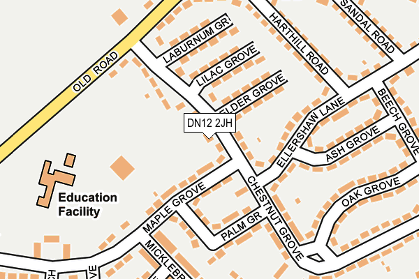 DN12 2JH map - OS OpenMap – Local (Ordnance Survey)