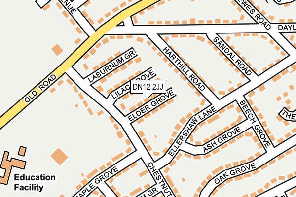 DN12 2JJ map - OS OpenMap – Local (Ordnance Survey)