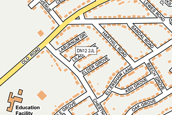DN12 2JL map - OS OpenMap – Local (Ordnance Survey)