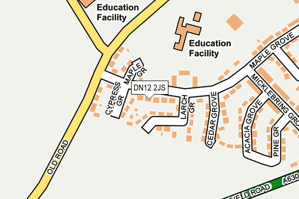 DN12 2JS map - OS OpenMap – Local (Ordnance Survey)