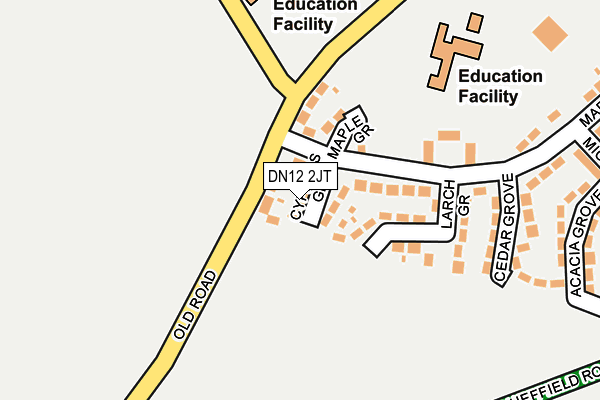 DN12 2JT map - OS OpenMap – Local (Ordnance Survey)