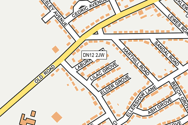 DN12 2JW map - OS OpenMap – Local (Ordnance Survey)