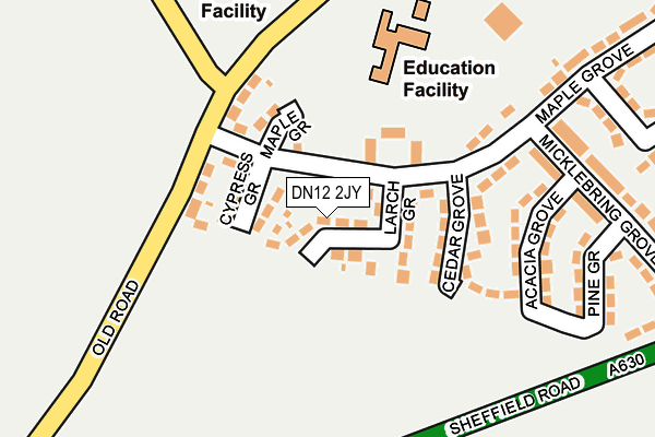 DN12 2JY map - OS OpenMap – Local (Ordnance Survey)