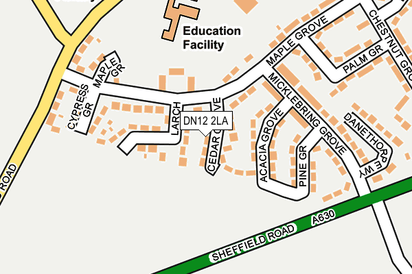 DN12 2LA map - OS OpenMap – Local (Ordnance Survey)
