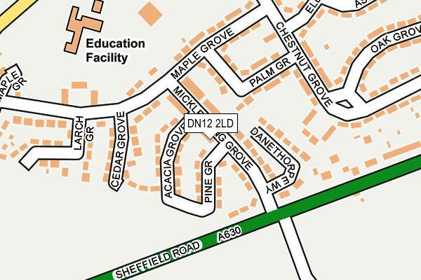 DN12 2LD map - OS OpenMap – Local (Ordnance Survey)