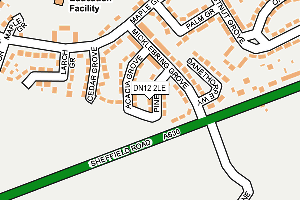 DN12 2LE map - OS OpenMap – Local (Ordnance Survey)