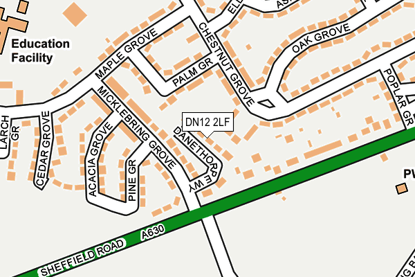 DN12 2LF map - OS OpenMap – Local (Ordnance Survey)