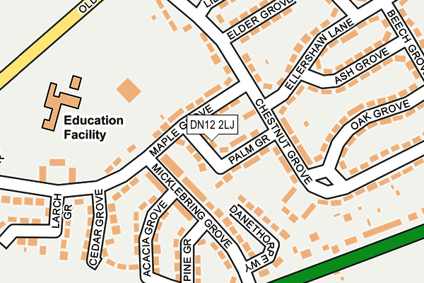 DN12 2LJ map - OS OpenMap – Local (Ordnance Survey)