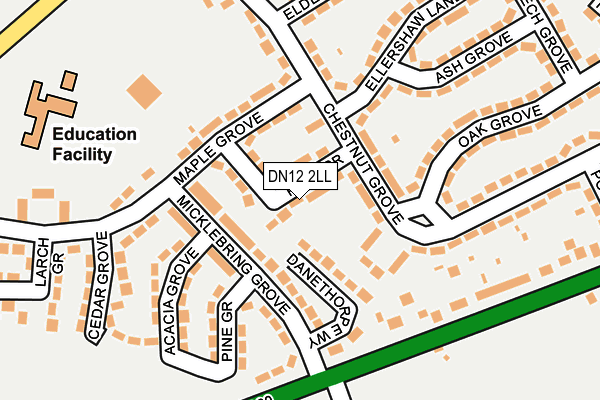 DN12 2LL map - OS OpenMap – Local (Ordnance Survey)