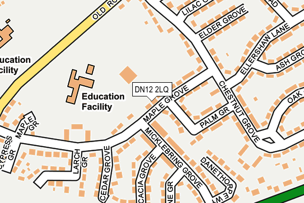 DN12 2LQ map - OS OpenMap – Local (Ordnance Survey)