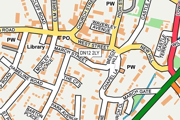 DN12 2LY map - OS OpenMap – Local (Ordnance Survey)