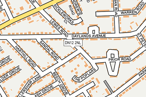 DN12 2NL map - OS OpenMap – Local (Ordnance Survey)