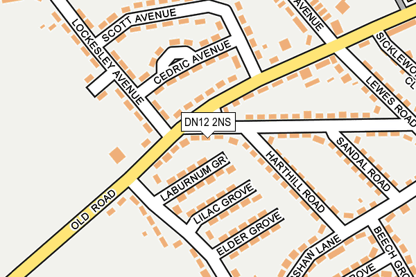 DN12 2NS map - OS OpenMap – Local (Ordnance Survey)