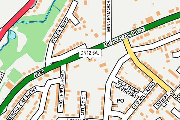 DN12 3AJ map - OS OpenMap – Local (Ordnance Survey)