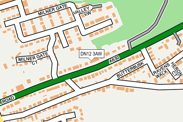 DN12 3AW map - OS OpenMap – Local (Ordnance Survey)