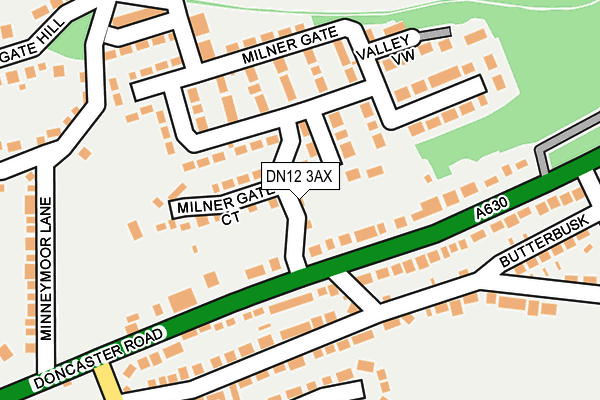 DN12 3AX map - OS OpenMap – Local (Ordnance Survey)