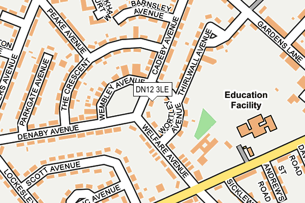 DN12 3LE map - OS OpenMap – Local (Ordnance Survey)