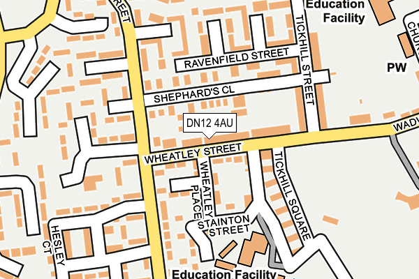 DN12 4AU map - OS OpenMap – Local (Ordnance Survey)