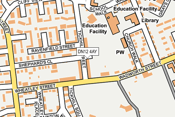 DN12 4AY map - OS OpenMap – Local (Ordnance Survey)