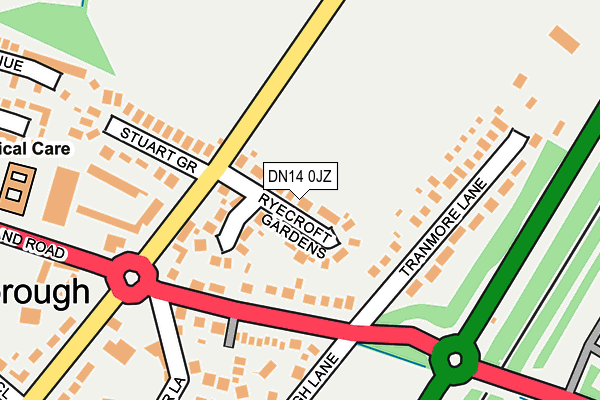 DN14 0JZ map - OS OpenMap – Local (Ordnance Survey)