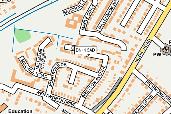 DN14 5AD map - OS OpenMap – Local (Ordnance Survey)