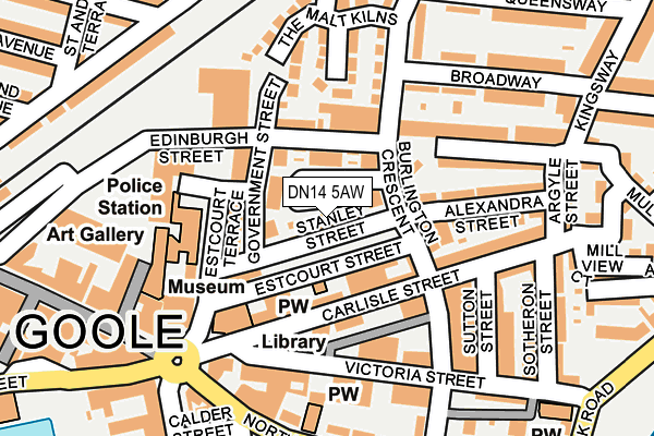 DN14 5AW map - OS OpenMap – Local (Ordnance Survey)