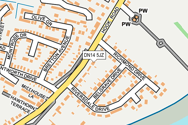DN14 5JZ map - OS OpenMap – Local (Ordnance Survey)