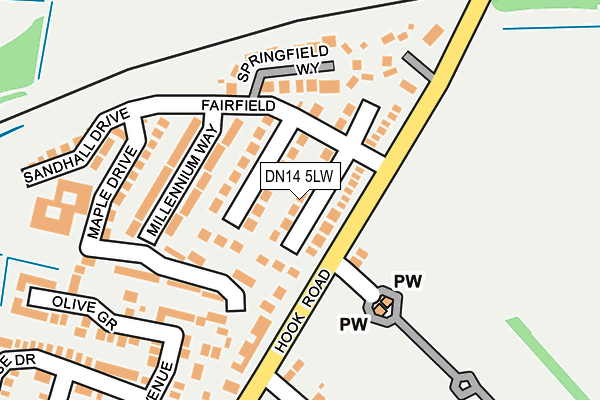 DN14 5LW map - OS OpenMap – Local (Ordnance Survey)