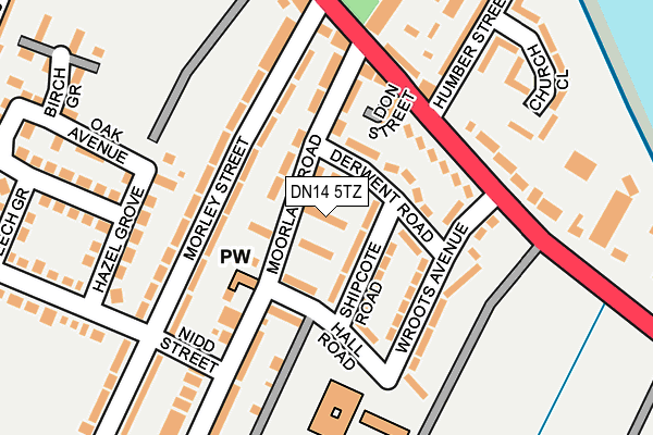 DN14 5TZ map - OS OpenMap – Local (Ordnance Survey)