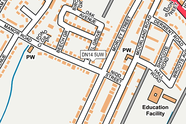 DN14 5UW map - OS OpenMap – Local (Ordnance Survey)