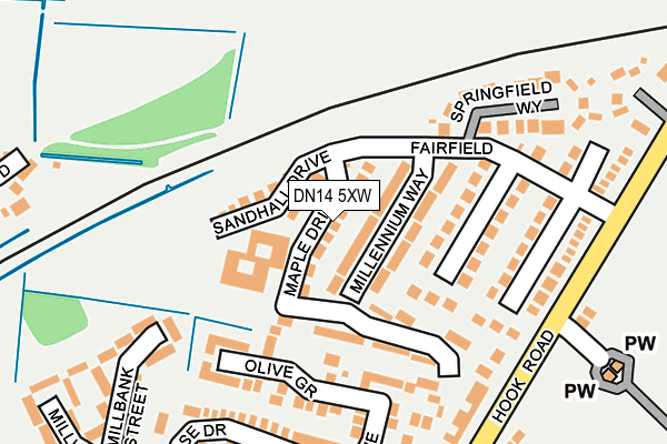 DN14 5XW map - OS OpenMap – Local (Ordnance Survey)