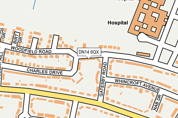 DN14 6QX map - OS OpenMap – Local (Ordnance Survey)