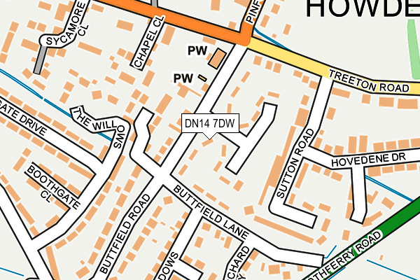 DN14 7DW map - OS OpenMap – Local (Ordnance Survey)