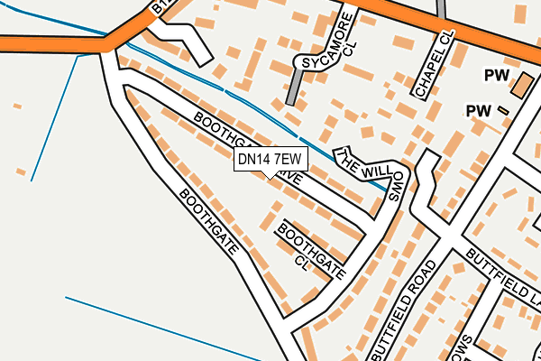 DN14 7EW map - OS OpenMap – Local (Ordnance Survey)