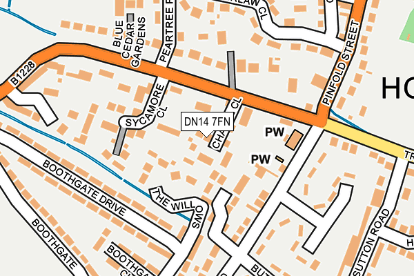 DN14 7FN map - OS OpenMap – Local (Ordnance Survey)