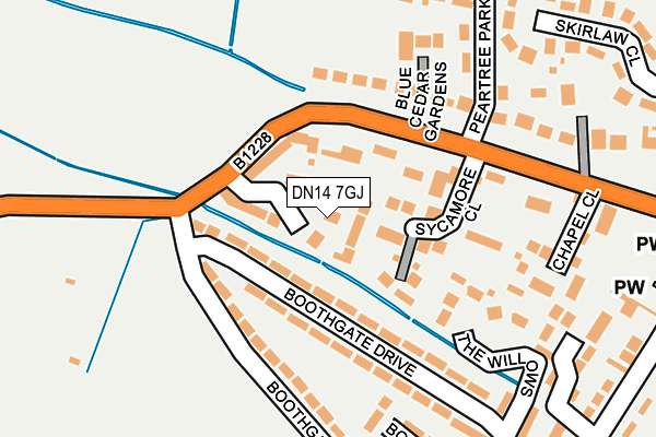 DN14 7GJ map - OS OpenMap – Local (Ordnance Survey)