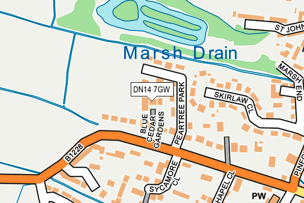DN14 7GW map - OS OpenMap – Local (Ordnance Survey)