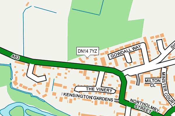 DN14 7YZ map - OS OpenMap – Local (Ordnance Survey)