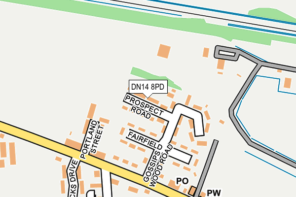 DN14 8PD map - OS OpenMap – Local (Ordnance Survey)