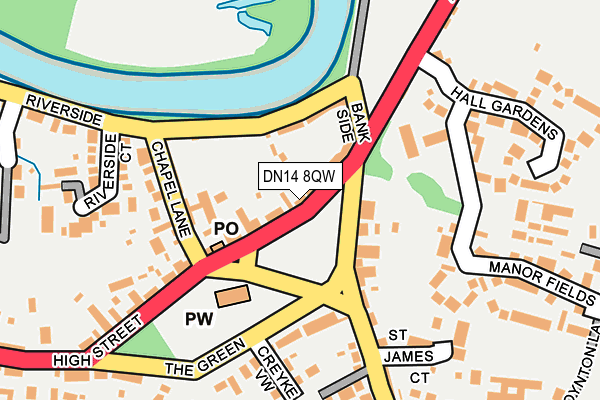 DN14 8QW map - OS OpenMap – Local (Ordnance Survey)
