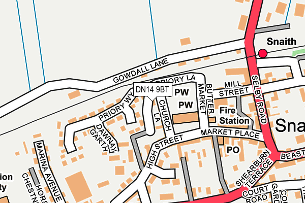 DN14 9BT map - OS OpenMap – Local (Ordnance Survey)