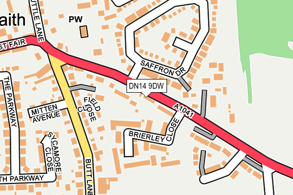 DN14 9DW map - OS OpenMap – Local (Ordnance Survey)