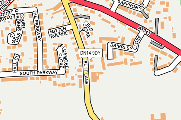 DN14 9DY map - OS OpenMap – Local (Ordnance Survey)
