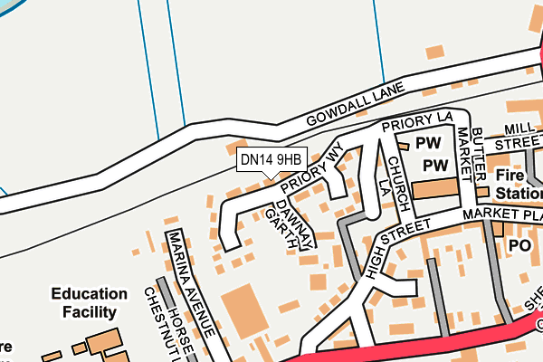 DN14 9HB map - OS OpenMap – Local (Ordnance Survey)