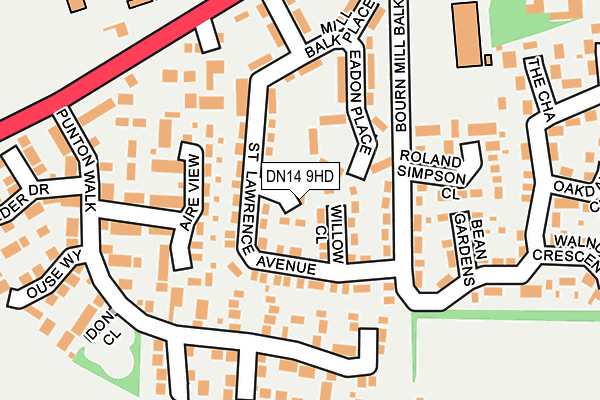 DN14 9HD map - OS OpenMap – Local (Ordnance Survey)