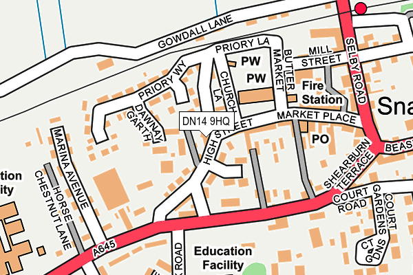 DN14 9HQ map - OS OpenMap – Local (Ordnance Survey)